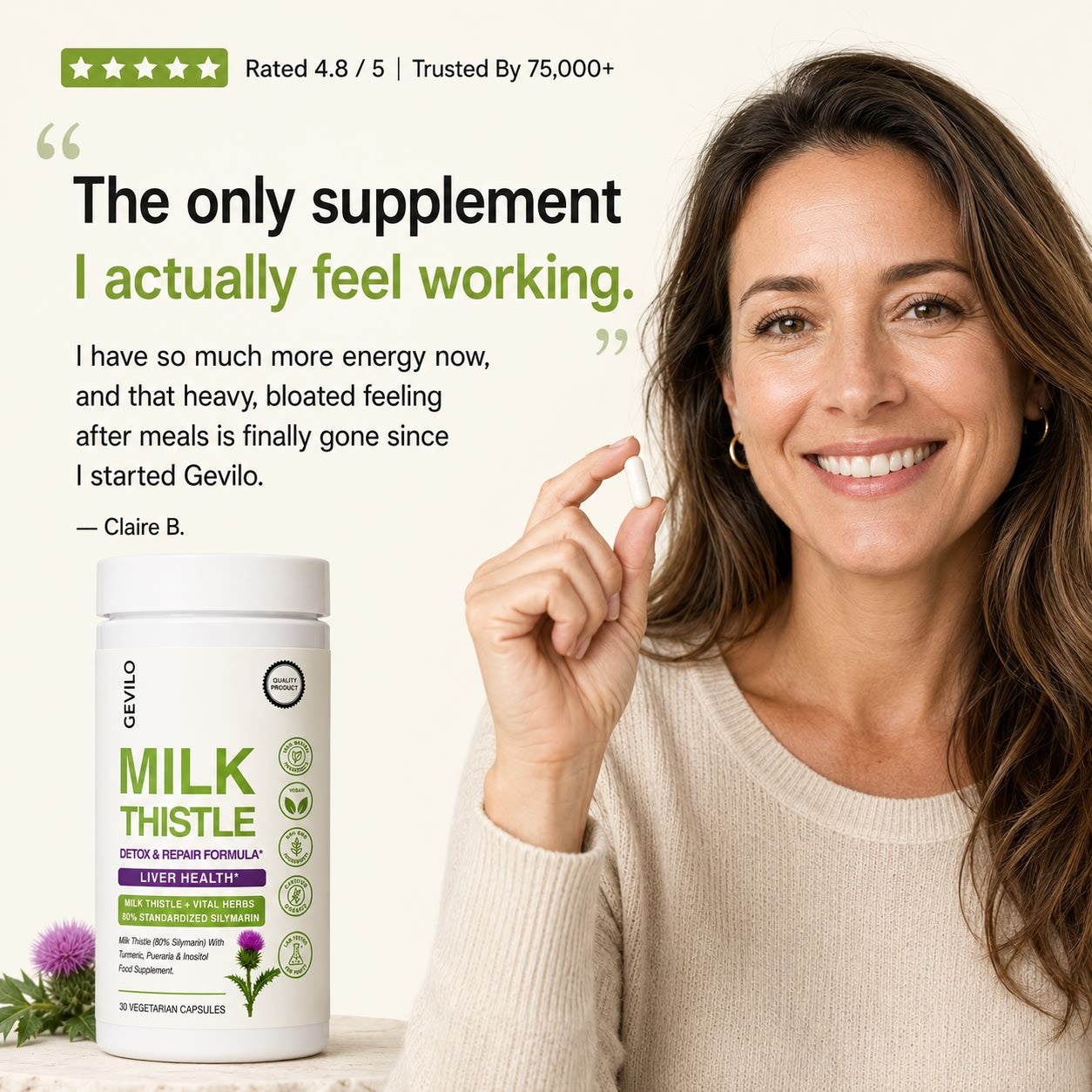 Gevilo® Milk Thistle Liver Detox & Digestive Relief